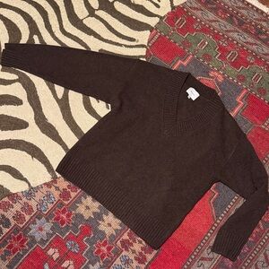 Reformation Dark Brown Cashmere V-Neck Sweater